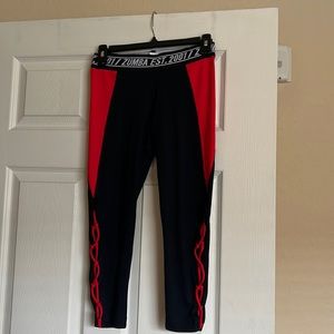 Zumba workout leggings - red and black, calf length